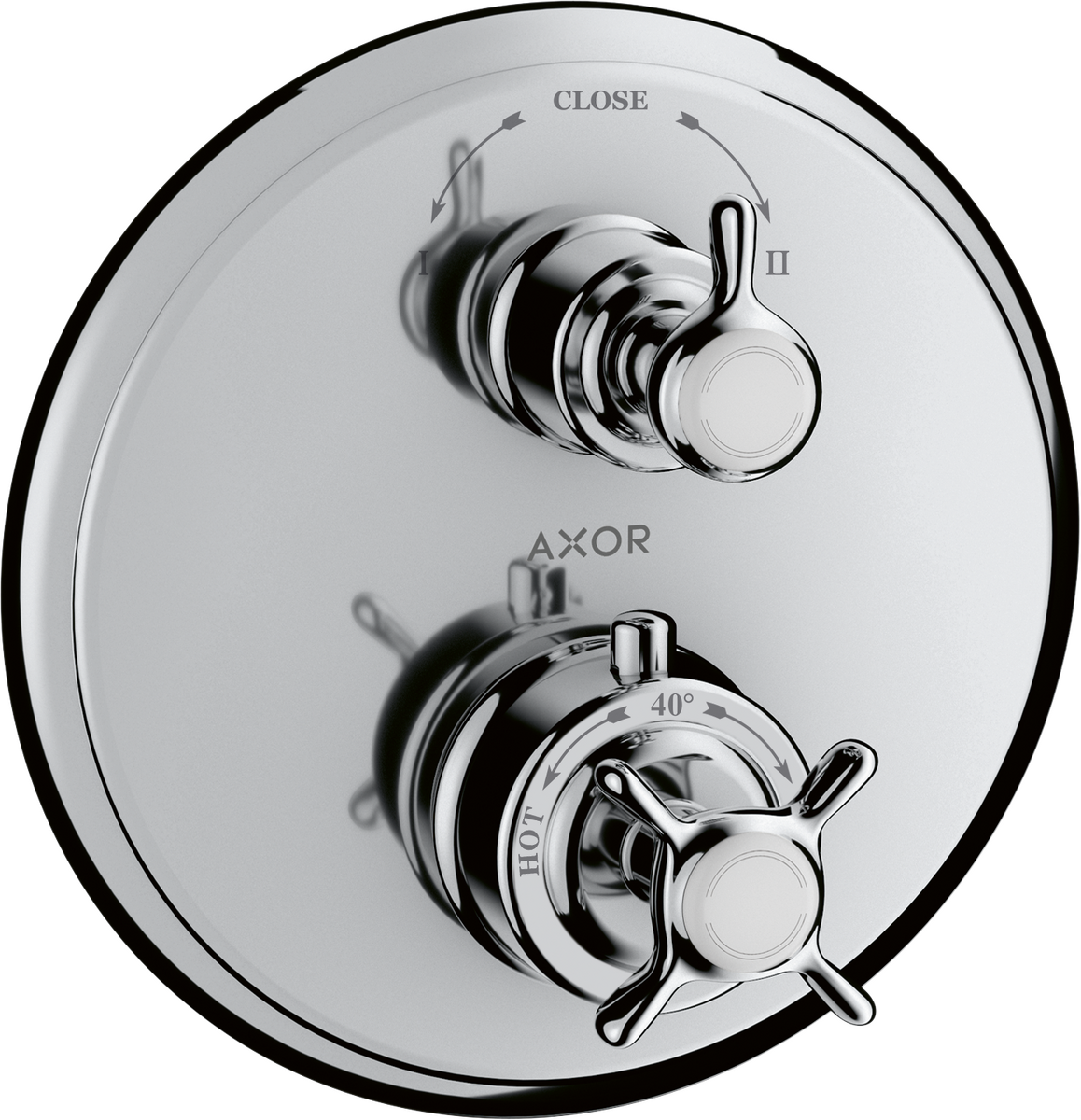 暗装恒温龙头，带十字把手和开关/分水器