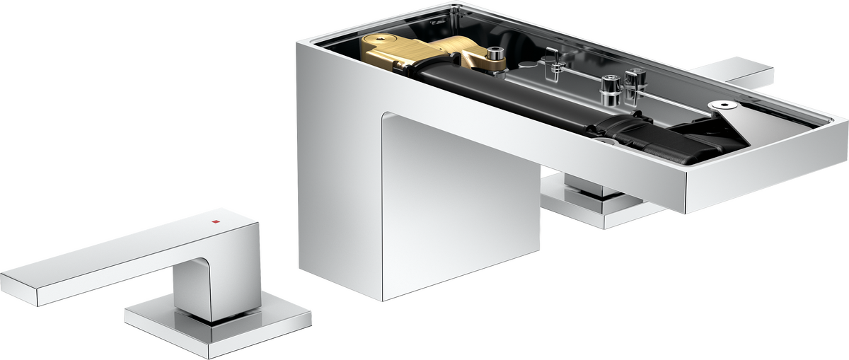 三孔面盆龙头70，带按压落水套件，不带饰板