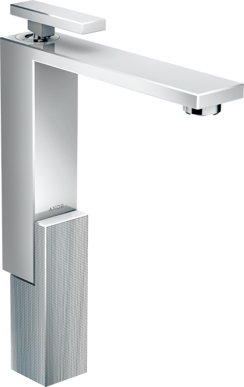 单把手面盆龙头280，带按压落水套件 钻石切割版本