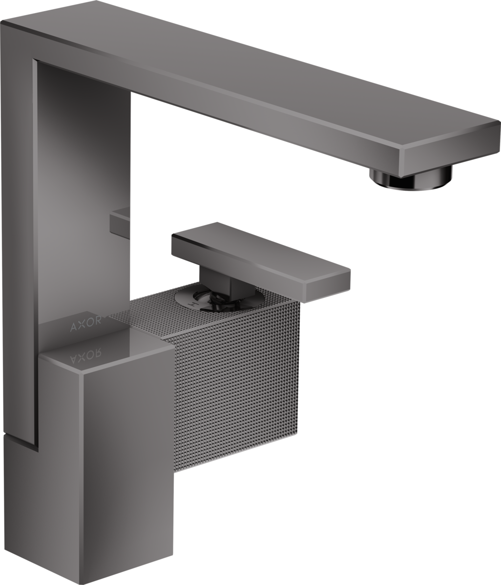 单把手面盆龙头190，带按压落水套件 钻石切割版本