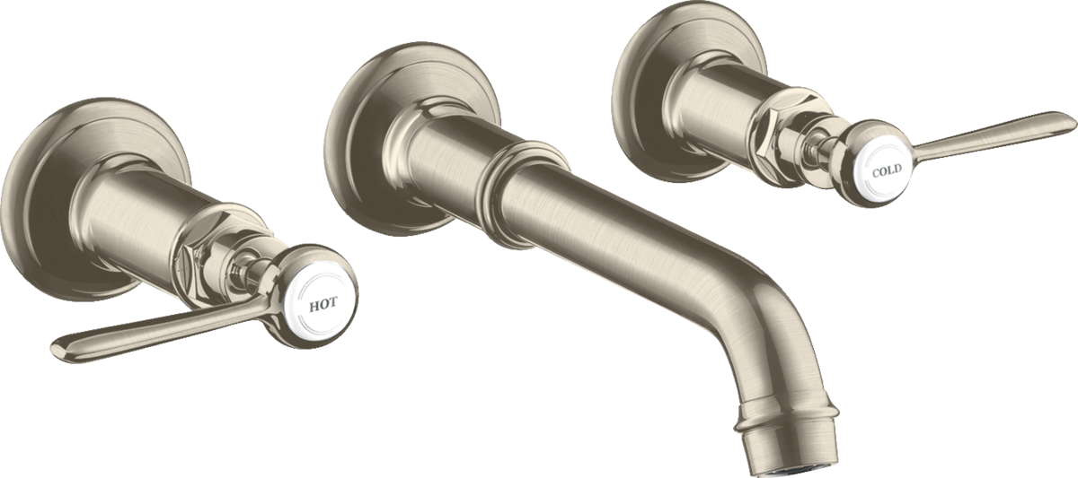 暗装墙出水三孔面盆龙头，出水嘴165-225mm，带一字把手