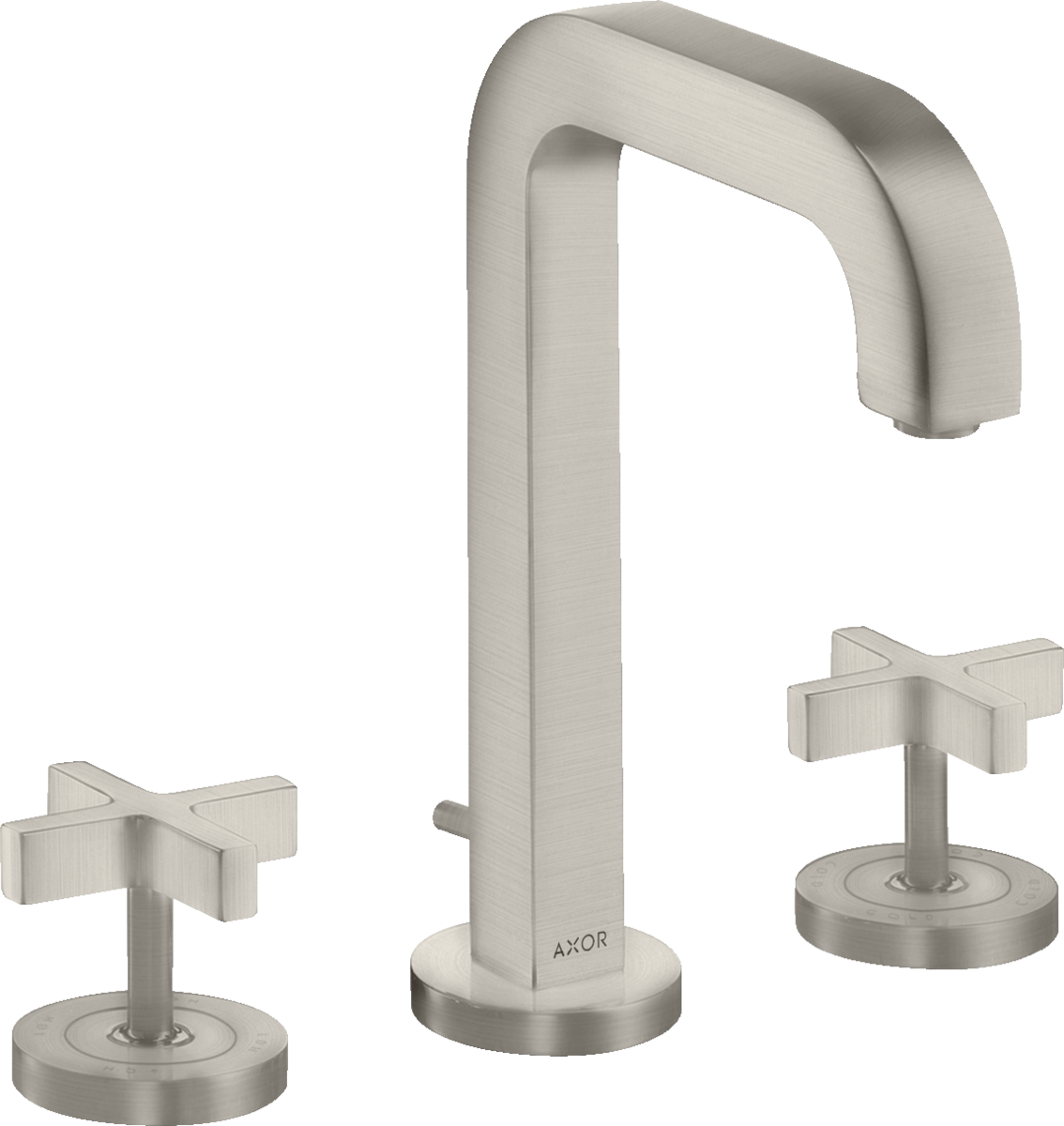 三孔面盆龙头170，出水嘴140mm，十字把手，带装饰盖和提拉落水套件