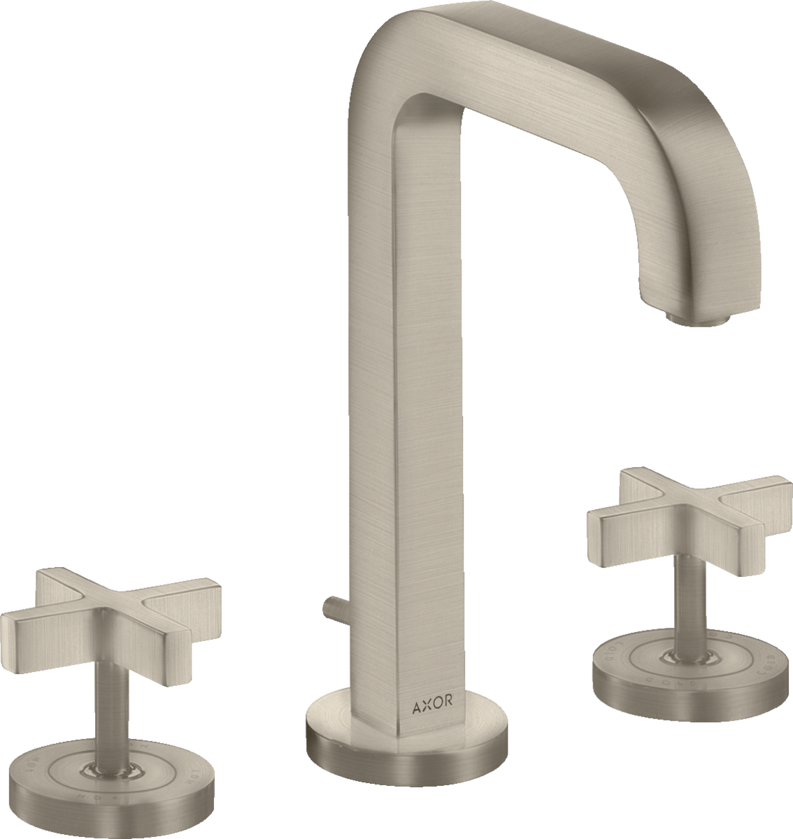 三孔面盆龙头170，出水嘴140mm，十字把手，带装饰盖和提拉落水套件