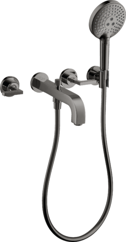 暗装墙出水三孔浴缸龙头，带一字把手和装饰盖