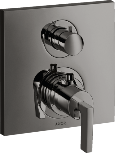 暗装恒温龙头，带开关和一字把手