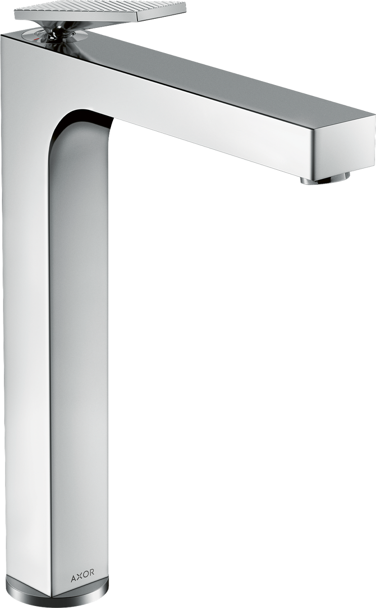 单把面盆龙头280，带一字把手和长流水型落水套件 菱形切割版本