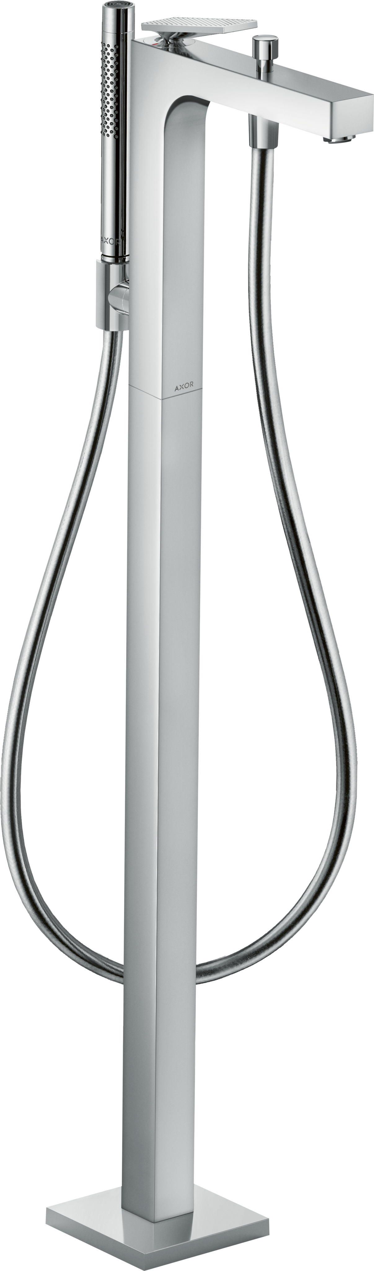 独立式单把手浴缸龙头，带一字把手 菱形切割版本