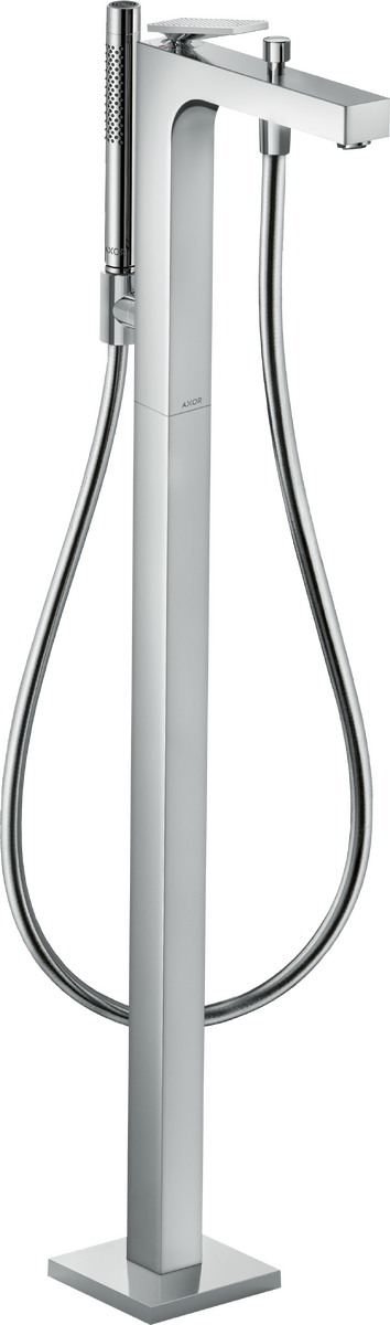 独立式单把手浴缸龙头，带一字把手 菱形切割版本