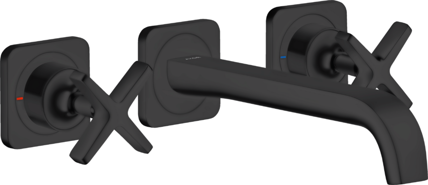 暗装墙出水三孔面盆龙头，出水嘴220mm，带装饰盖