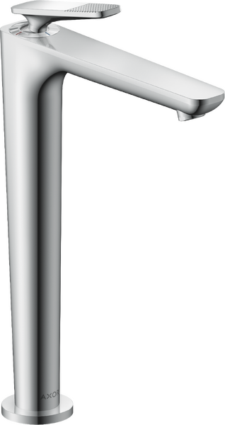 单把手面盆龙头250 冷启动，立方体切割设计把手，带长流水型落水套件