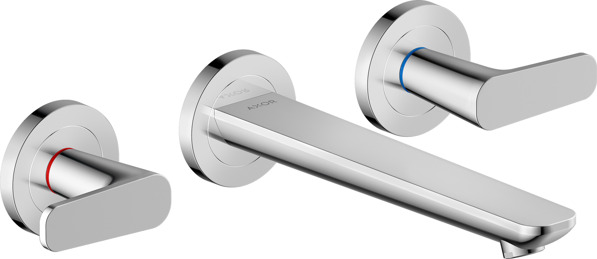 暗装墙出水三孔面盆龙头，带出水嘴195mm