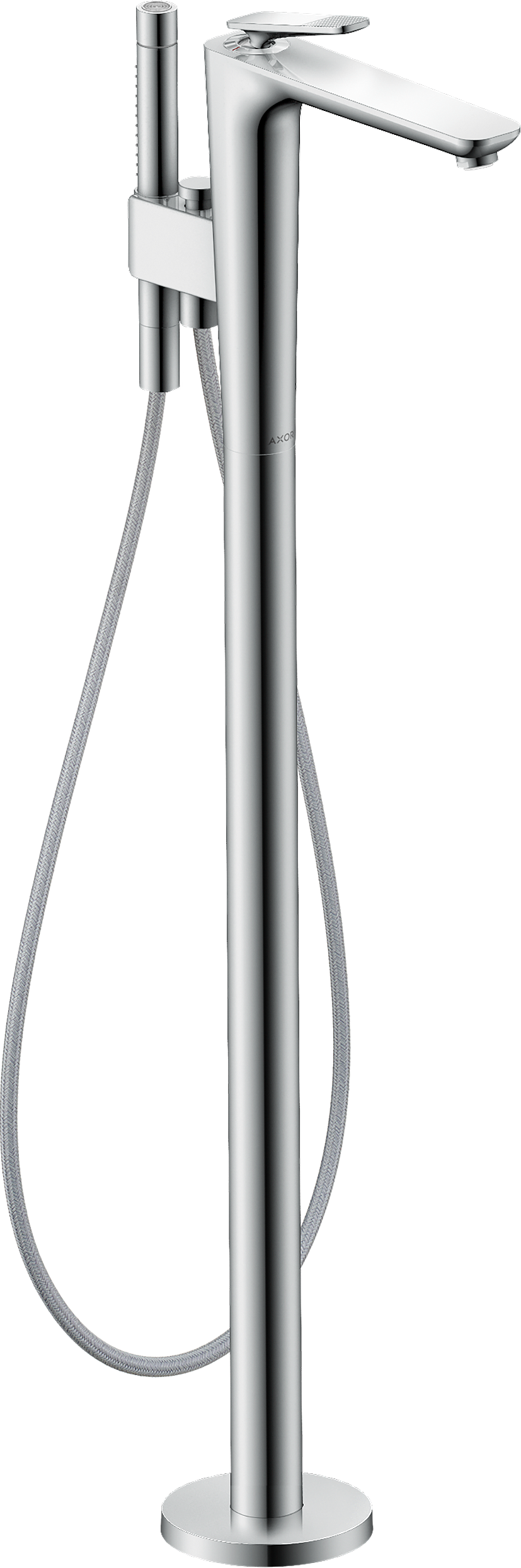 落地式单把手浴缸龙头，带立方体切割设计把手