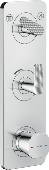 暗装两功能恒温模块 380/120，带面板和立方体切割设计把手