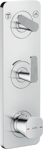 暗装两功能恒温模块 380/120，带面板和立方体切割设计把手