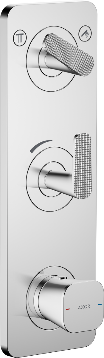 暗装两功能恒温模块 380/120，带面板和立方体切割设计把手