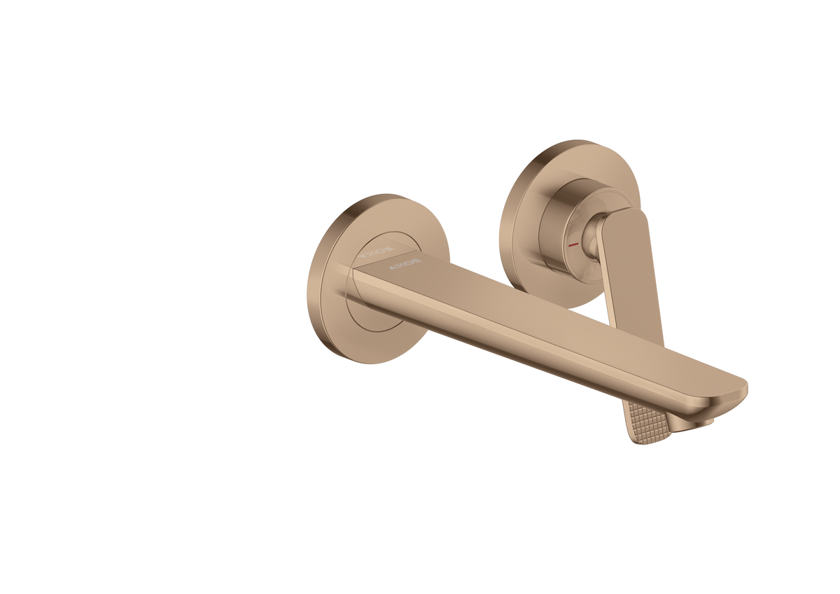 暗装墙出水两孔面盆龙头，带出水嘴195mm和立方体切割设计把手