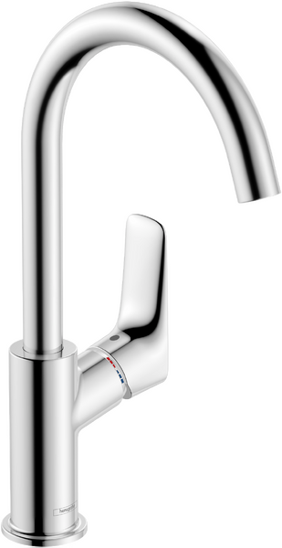 单把手面盆龙头 210，带旋转出水嘴和提拉落水套件