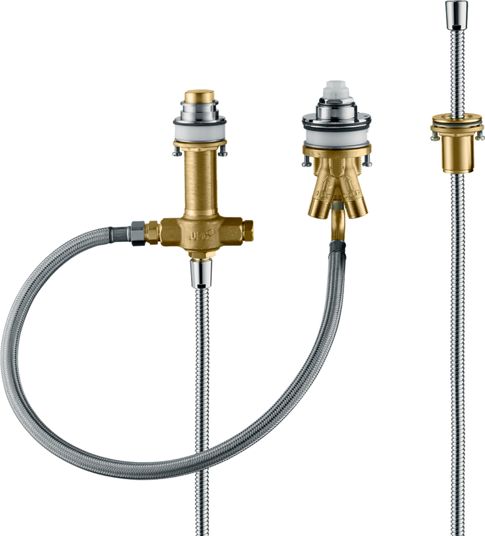 暗装预埋件，三孔翻边安装单把手浴缸龙头