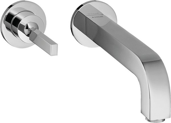 暗装单把手面盆龙头，出水嘴220mm，带摇杆把手和装饰盖