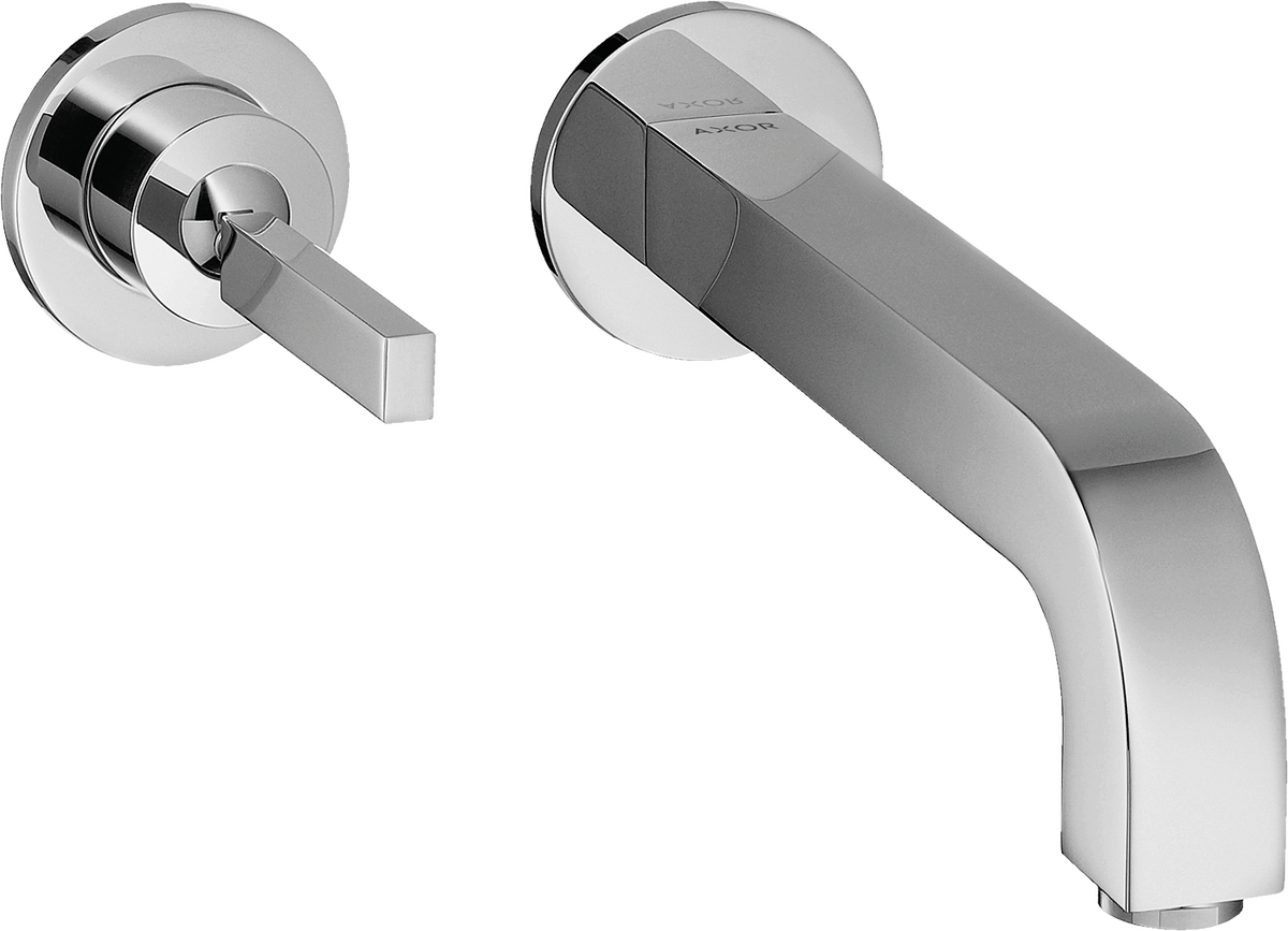 暗装单把手面盆龙头，出水嘴220mm，带摇杆把手和装饰盖