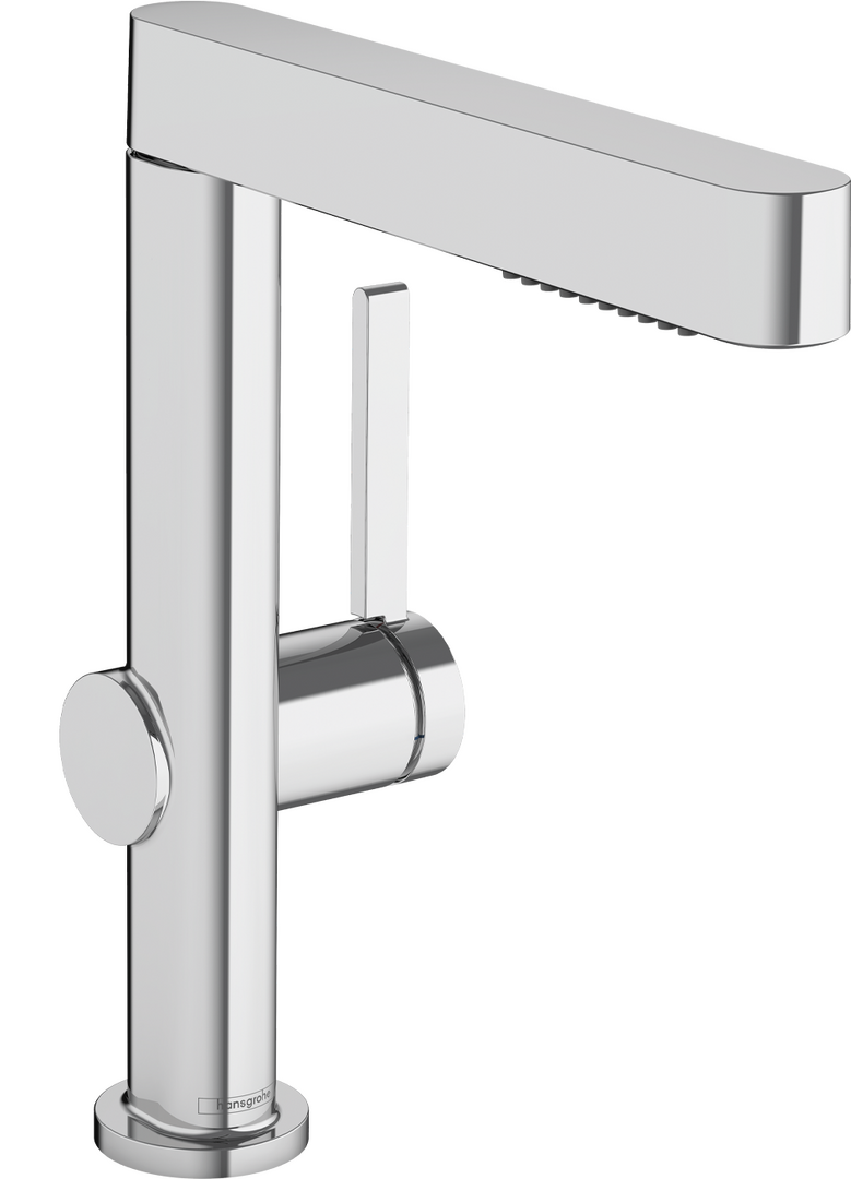 单把手面盆龙头230，带抽拉式出水嘴和按压落水套件，两种出水模式