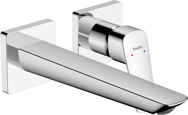 暗装墙出水单把手面盆龙头，出水嘴206mm，带按压落水套件