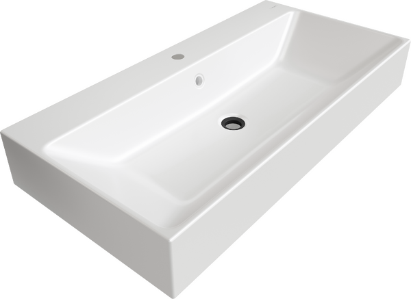 一体盆1000 x 500 mm，带龙头安装孔和落水