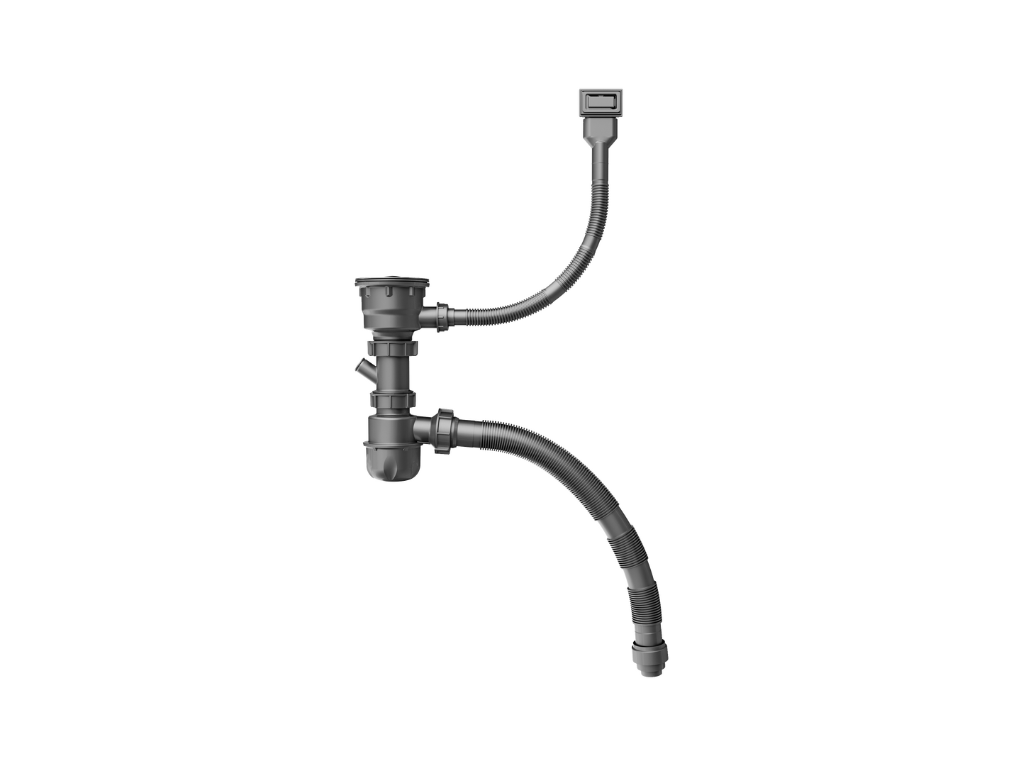 D19-10 单槽手动下水和溢水组件，带洗碗机排水接口