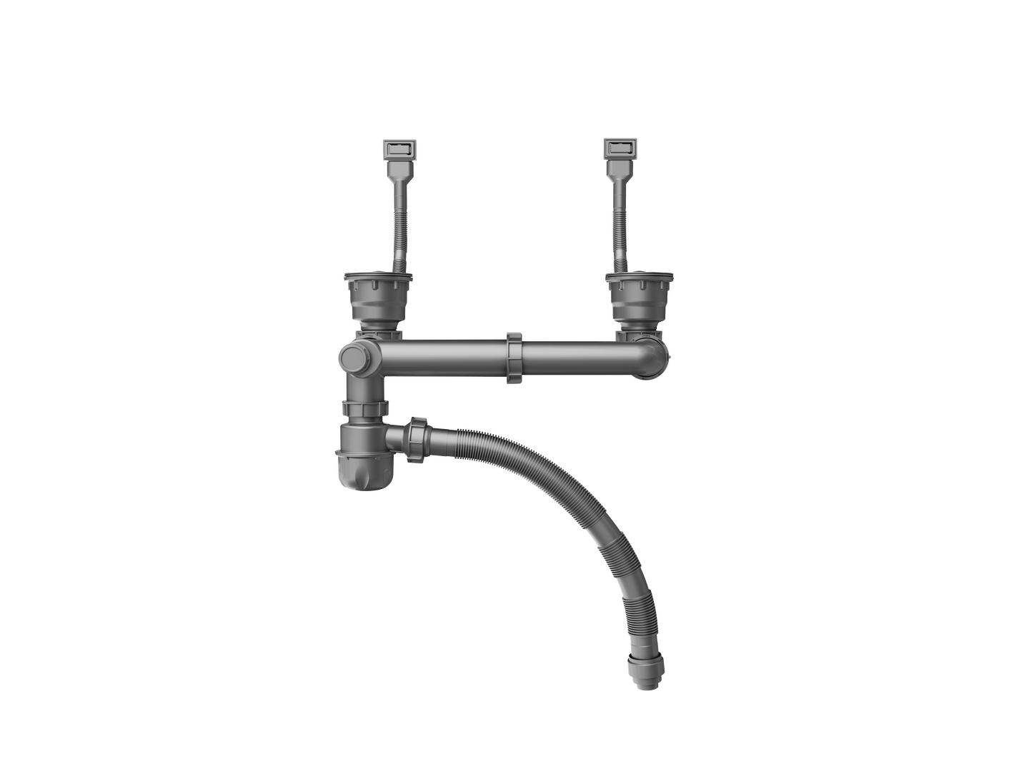 D20-10 双槽手动下水和溢水组件，带洗碗机排水接口